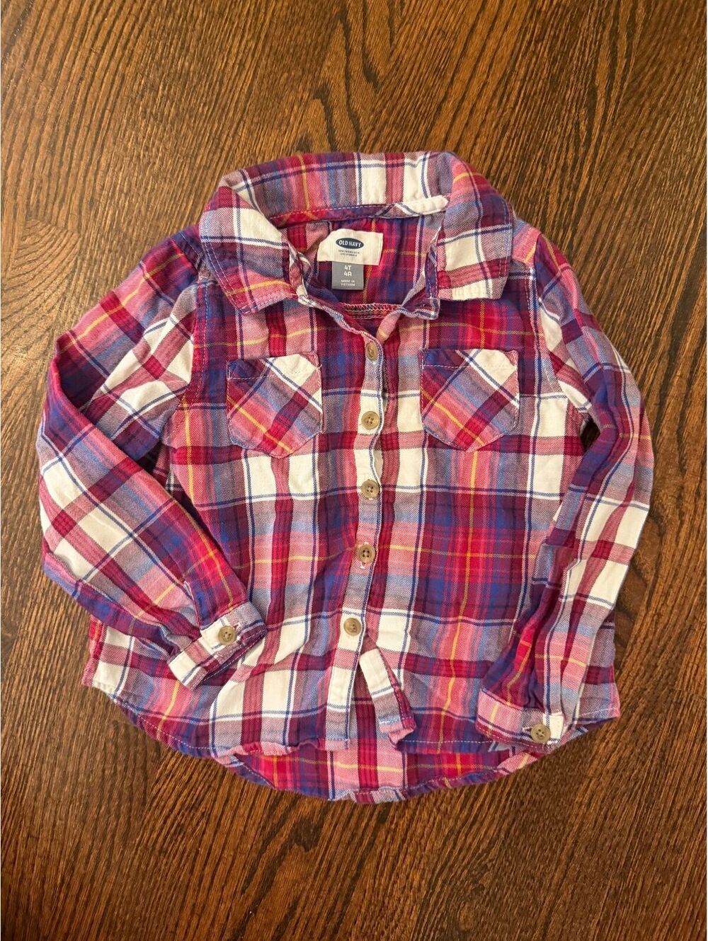 Old Navy Toddler Girls' 4T Plaid Button-Up Shirt Fall Family Pictures